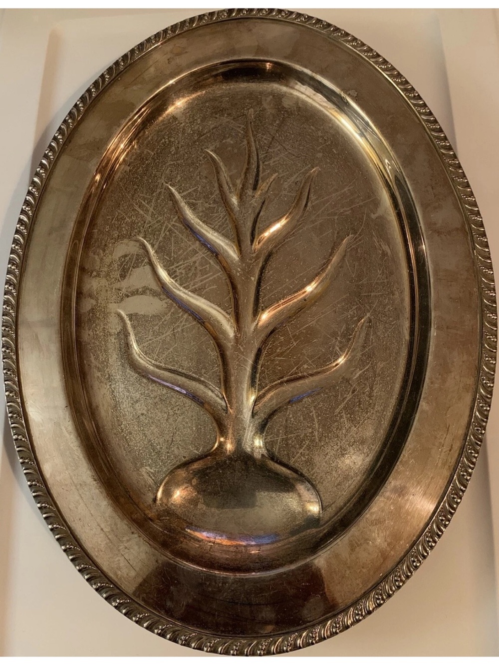 Avon Wm Rogers Silver Tone Oval Serving Platter - Silver